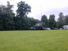 EmComm Iltis and Iveco with TacCom Shelter owner DK9UMA , DL1ZAV at Fieldday Area OV Waechtersbach F51 below *QSL-Card of DL0NOT*